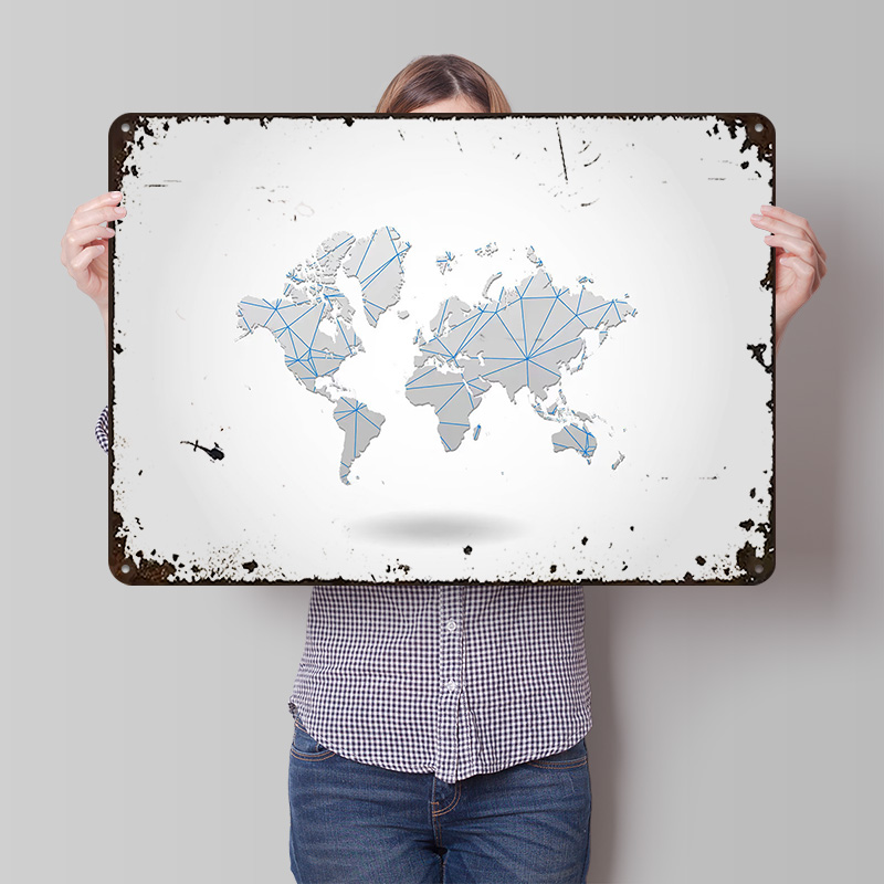 World Map Tinplate Poster Cust - World Of Retro Gaming 评论和价格
