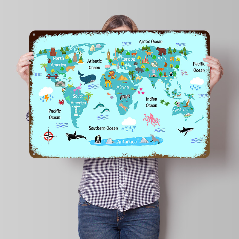 Kids World Map Printed Poster  - World Of Retro Gaming 评论和价格