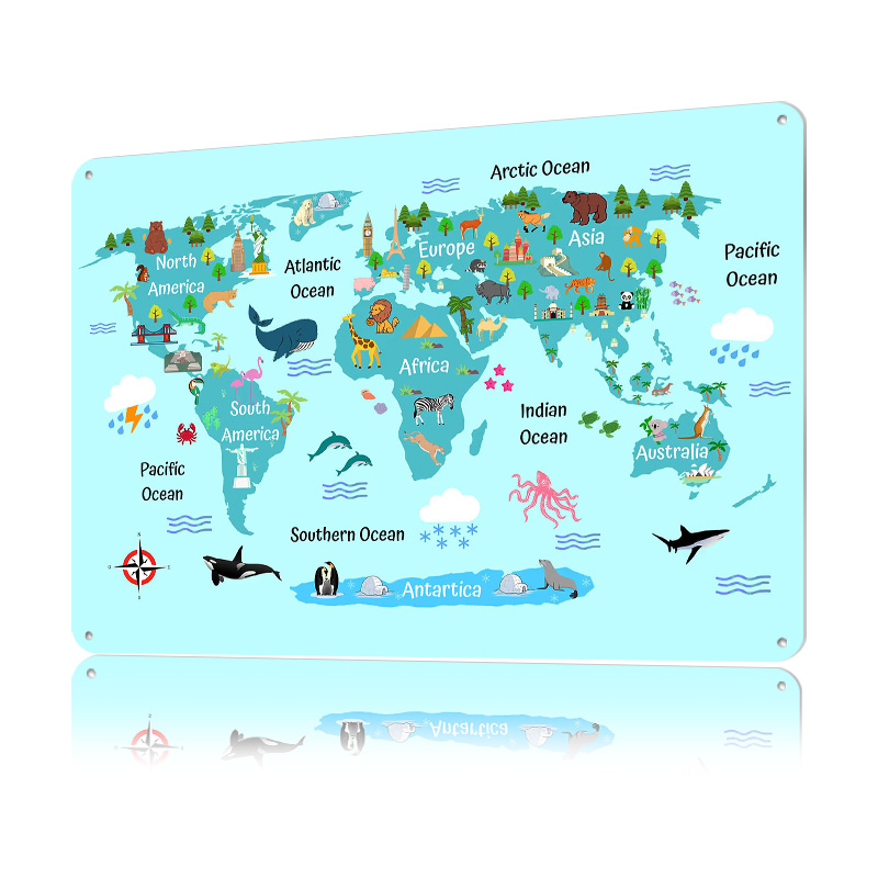 Kids World Map Printed Poster  - World Of Retro Gaming 评论和价格