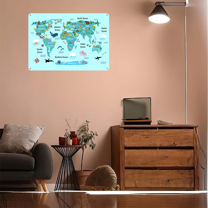 Kids World Map Printed Poster  - World Of Retro Gaming 评论和价格